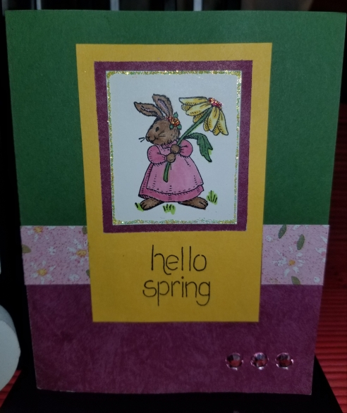 Hello Spring Rabbit Handmade Greeting Card 892018 (2)